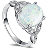 stainless steel oval shape created opal wedding engagement promise anniversary valentine ring (silver,  8.5) miniinthebox