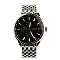 Stainless Steel Quartz Wrist Watch For Men Black Silver