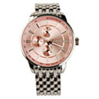 Stainless Steel Quartz Wrist Watch For Men Pink Silver