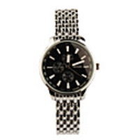 Stainless Steel Quartz Wrist Watch For Women Black Silver