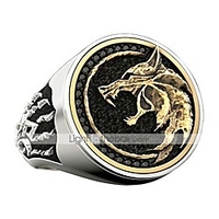 stainless steel rings for men - cool rings norse odin fenrir viking ring wizard warrior hunter embossed wolf head wolf paw vantage jewelry rings - vintage fashion big animal wolf ring size no. 7 to 13