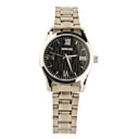 Stainless Steel Round Shape Quartz Watch For Women Silver Black