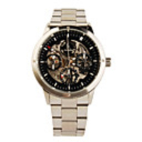 Stainless Steel Self-Winding Mechanical Luminous Wristwatch Silvery Black