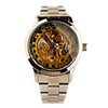 Stainless Steel Self-Winding Mechanical Wristwatch with Blue Hand Golden Black