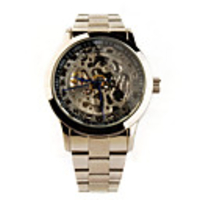 Stainless Steel Self-Winding Mechanical Wristwatch with Blue Hand Silveryt Black