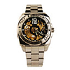 Stainless Steel Self-Winding Mechanical Wristwatch with Luminous Hand Golden Black