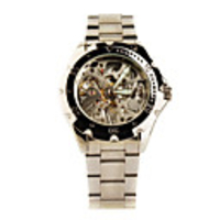 Stainless Steel Self-Winding Mechanical Wristwatch with Luminous Hand Silvery