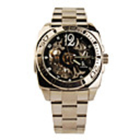 Stainless Steel Self-Winding Mechanical Wristwatch with Luminous Hand Silvery Black