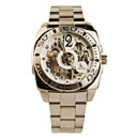 Stainless Steel Self-Winding Mechanical Wristwatch with Luminous Hand Silvery White