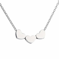 stainless steel sliding float heart shaped charm necklace (triple heart-silver)