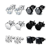 stainless steel stud earrings for men women cz round earrings black 9mm