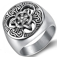 stainless steel vikings celtic knot signet biker ring (silver,  8)