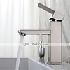 Stainless steel washbasin faucet hot and cold drawing square single hole washbasin mixing faucet
