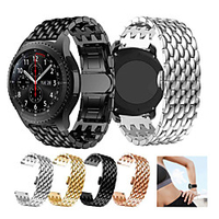 Stainless Steel Watch Band Strap For Galaxy Watch 3 45mm / Watch 46mm / Gear S3 Metal Replacement Watchband Dragon Scale Bracelet Wristband 22mm