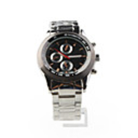 Stainless Steel Wrist Watch for Men Black Dial