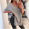 Stand-alone wish Amazon style short-sleeved t-shirt womens medium-length split-bottom shirt half-sleeve jacket miniinthebox