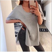 Stand-alone wish Amazon style short-sleeved t-shirt womens medium-length split-bottom shirt half-sleeve jacket miniinthebox