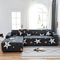 Star Print 1-Piece Sofa Cover Couch Cover Furniture Protector Soft Stretch Sofa Slipcover Spandex Jacquard Fabric Super Fit for 1~4 Cushion Couch and L Shape Sofa, Easy to Install