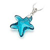 Star Shaped Crystal And 925 Sterling Silver With Platinum Plated Pendant - Dark Blue