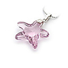 Star Shaped Crystal And 925 Sterling Silver With Platinum Plated Pendant - Pink