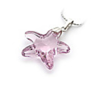 Star Shaped Crystal And 925 Sterling Silver With Platinum Plated Pendant - Pink