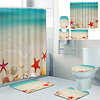 Starfish On The Beach Printed Bathtub Curtain Liner Covered With Waterproof Fabric Shower Curtain For Bathroom Home Decoration With Hook Floor Mat And Four-piece Toilet Mat