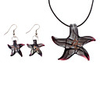 Starfish Pattern Coloured Glaze Earrings Necklace Jewelry Set