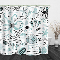 Starfish School Print Waterproof Fabric Shower Curtain for Bathroom Home Decor Covered Bathtub Curtains Liner Includes with Hooks