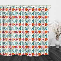 Starfish Seaweed Print Waterproof Fabric Shower Curtain for Bathroom Home Decor Covered Bathtub Curtains Liner Includes with Hooks