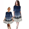 Starry Sky 3D Print Round Neck Dresses for Mommy and Me miniinthebox