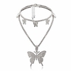 statement big butterfly pendant necklace - rhinestone tennis chain butterfly choker set for women girls,  bling bling gold silver chain iced out necklace jewelry gifts (silver set)