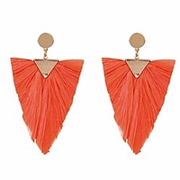 statement earrings beaded raffia palm bohemian drop dangle earrings for women (b-orange)