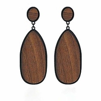 statement earrings wooden earrings for women - big round circle geometric wood drop dangle hook earrings fashion cute (01)