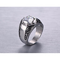 Statement Ring AAA Cubic Zirconia Stylish Silver Steel Stainless Totem Series Flower Statement Trendy Rock 1pc 8 9 10 11 / Men