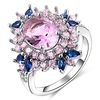 Statement Ring Amethyst Layered Pink Copper Platinum Plated Imitation Diamond Flower Ladies Unusual Unique Design 1pc 6 7 8 9 10 / Women