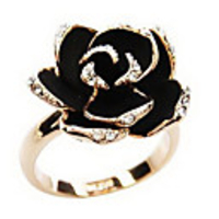 Statement Ring Artisan Golden Silver Rhinestone Alloy Roses Flower Ladies Vintage European One Size / Women