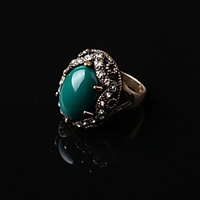 Statement Ring Black Green Gold Plated Fashion / Women