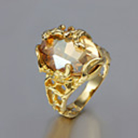 Statement Ring Cubic Zirconia Solitaire Gold Plated 18K Gold Cocktail Ring Ladies Unusual Unique Design 1pc 6 7 8 9 / Women