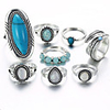 Statement Ring Opal Vintage Style Silver Alloy Leaf Drop Statement Ladies Bohemian 8pcs / Women