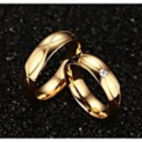 Statement Ring Synthetic Diamond Golden Titanium Steel Gold Plated Yellow Gold Ladies Fashion / Women