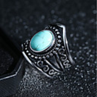 Statement Ring Turquoise Vintage Style Black Light Green Copper Silver-Plated Creative Ladies Vintage Punk 1pc 6 7 8 9 10 / Women