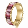 statement rings for women 14k gold plated wedding simple multi color square rhinestone statement stackable eternity band jewelry(pink,  7)