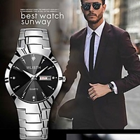 Steel Band Watches Quartz Water Resistant / Waterproof Analog - Digital Black / Silver White Blue / Stainless Steel / Calendar / date / day / Stopwatch / Noctilucent