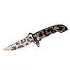 Steel Manual Release Folding Knife (Leopard grain)
