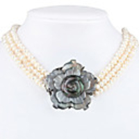 Sterling Cowry Three-Layer Flower Pendant for Women (Grey)