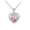 sterling silver 8mm heart shape crystal and cubic zirconia pendant necklace(blue)