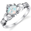sterling silver 925 irish claddagh friendship amp; love ring with simulated opal heart 3
