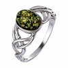 sterling silver and baltic green amber ring celtic knots- size 6.5
