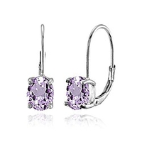 sterling silver blue topaz 8x6mm oval leverback earrings