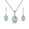 sterling silver blue topaz amp; white topaz oval halo necklace amp; leverback earring